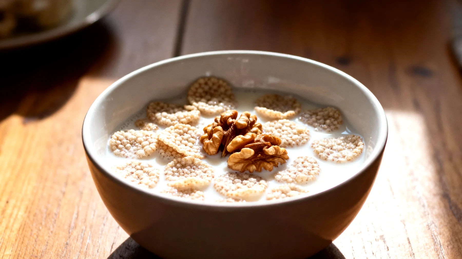 Amaranto soffiato con latte di soia e noci"