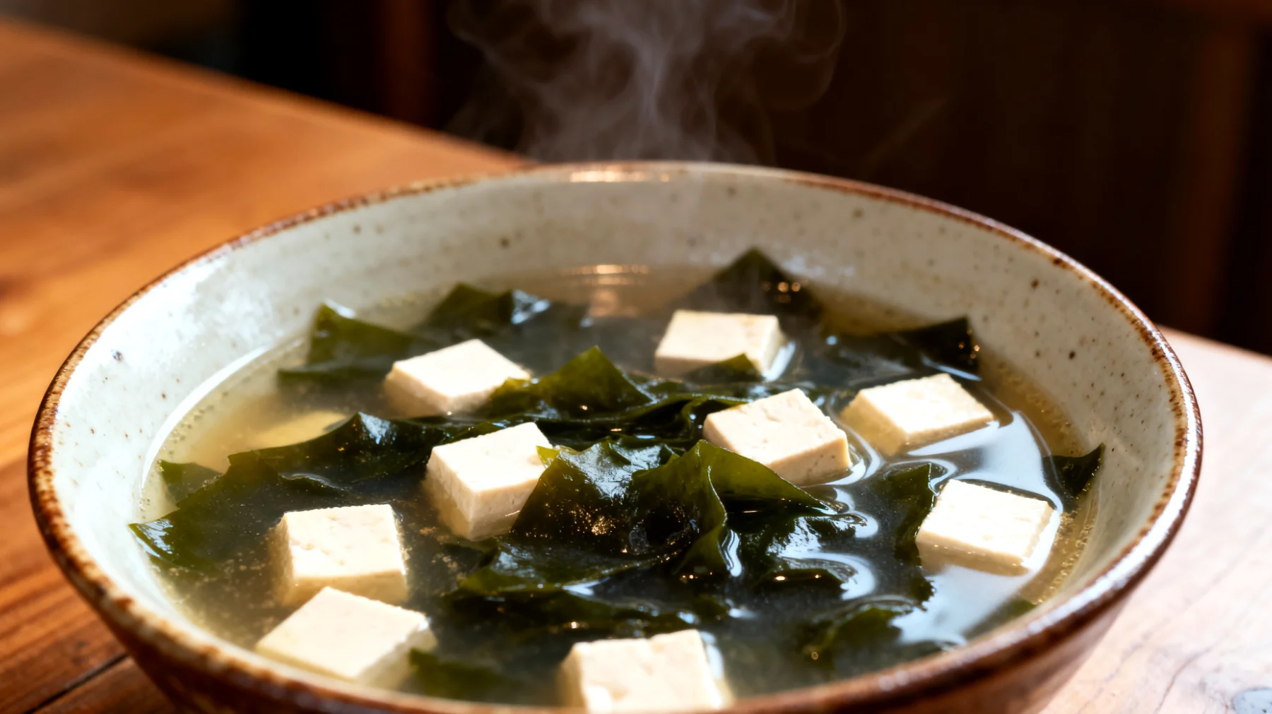 Zuppa di miso con alghe wakame e tofu"