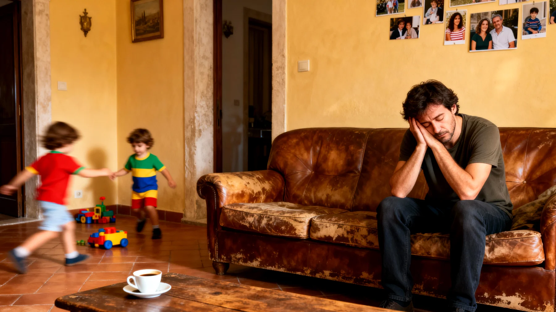 Genitori di bambini piccoli che faticano a dedicare attenzioni individuali ed energie educative ai figli a causa della stanchezza cronica e della mancanza di tempo, con conseguente senso di inadeguatezza e difficoltà nel mantenere pazienza e presenza emotiva"