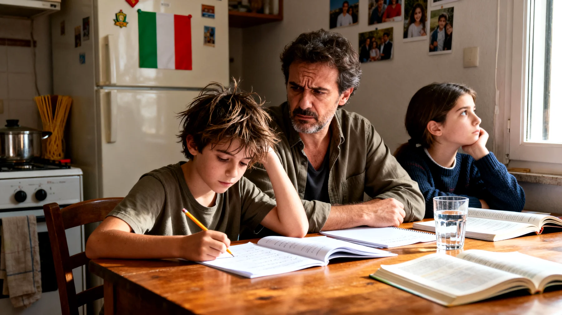 Un papà fatica a motivare i suoi bambini nello studio e a gestire i momenti dei compiti, che spesso si trasformano in conflitti e frustrazioni reciproche"