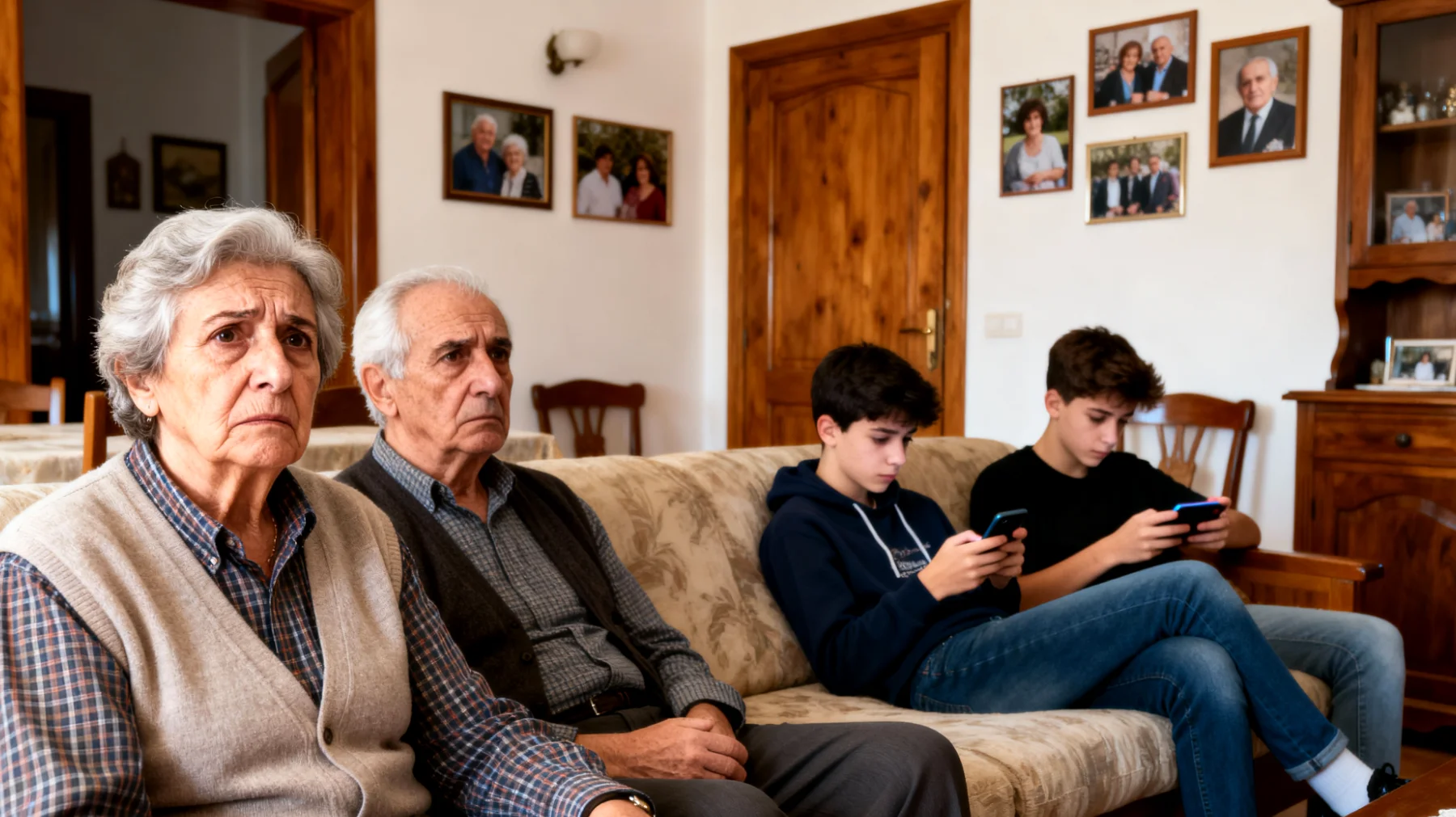 I nonni faticano a gestire il rapporto con i nipoti adolescenti che trascorrono troppo tempo davanti agli schermi (smartphone, TV, videogiochi), creando tensioni durante le visite e rendendo difficile il dialogo e la condivisione di momenti significativi insieme"